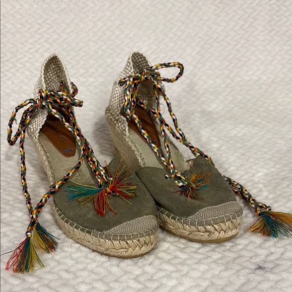 Suyute Spain Espadrille Multicolor Ankle Tie Wedge Sandals Size 38 - Picture 1 of 11
